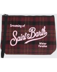 MC2 Saint Barth - Aline Tartan Print Neoprene Mini Handbag With Logo - Lyst