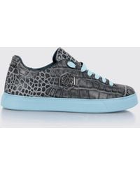 Philipp Plein - Crocodile-Print Leather Low-Top Sneakers With Hexagon Logo - Lyst