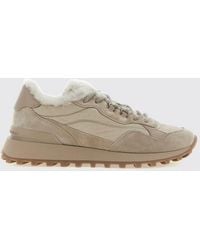 Brunello Cucinelli - Suede And Nylon Low-Top Sneakers With Shearling Lining - Lyst