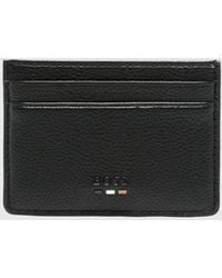 BOSS - Flat Grained Calf Leather Card Holder With Emed Logo - Lyst