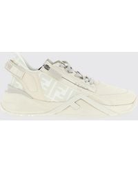 Fendi - Flow Leather And Cotton Blend Sneakers With Ff Jacquard Monogram - Lyst