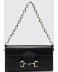 Gucci - Horsebit Ristretto Smooth Leather Shoulder Bag With Metal Mesh Handle - Lyst