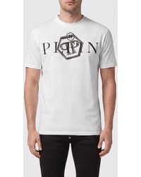 Philipp Plein - Cotton T-Shirt With Crew Neck And Contrasting Logo Print - Lyst