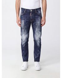 DSquared² - Bro Straight Fit Distressed Cotton Denim Jeans - Lyst