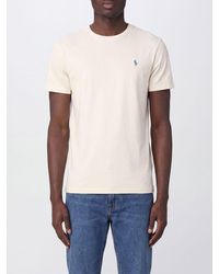 Polo Ralph Lauren - Slim Fit Cotton T-Shirt With Embroidered Logo And Crew Neck - Lyst