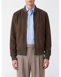 Herno - Suede-Effect Synthetic Leather Bomber Jacket With Ribbed Collar - Lyst