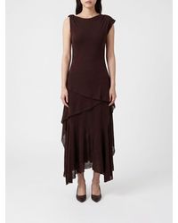 Ganni - Asymmetrical Off-The-Shoulder Midi Dress - Lyst