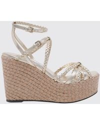 Jimmy Choo - Nyra Laminated Woven Leather Wedge Sandals - Lyst