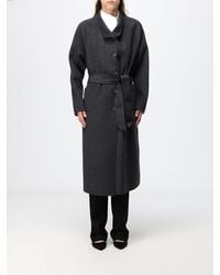 Emporio Armani - Single-Breasted Long Virgin Wool Coat With Waist Belt - Lyst