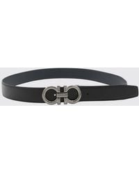 Ferragamo - Gancini Reversible Hammered Calfskin Leather Belt - Lyst
