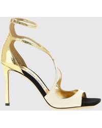 Jimmy Choo - Azia Python-Print Leather Sandals With High Heels And Crystals - Lyst