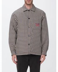 Drole de Monsieur - Checkered Cotton Shirt Jacket With Slogan Print - Lyst