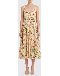 Carolina Herrera - Printed Stretch Cotton Midi Dress - Lyst