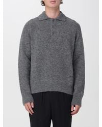 Ami Paris - Long-Sleeved Knitted Polo - Lyst