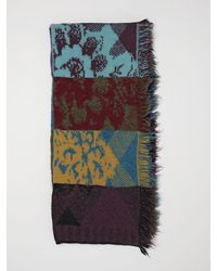 Dries Van Noten - Écharpe En Laine Et Alpaga Mélangés Avec Motif Patchwork Et Ourlet À Franges - Lyst