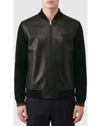 Gucci - Bomberjacke Aus Nappaleder Und Strick, Grösse - Lyst