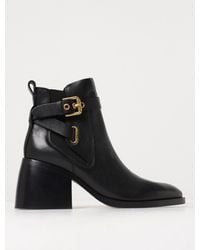 See By Chloé - Averi Ankle Boots In Leather With Buckle - Lyst