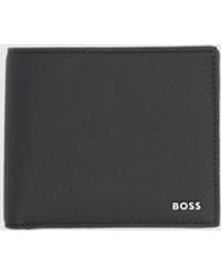 BOSS - Jace Leather Bifold Wallet With Metallic Logo - Lyst