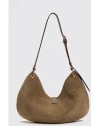 Twinset - Suede Shoulder Bag With Adjustable Handle And Lettering Logo - Lyst
