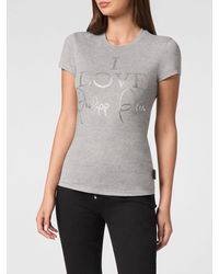 Philipp Plein - Jersey T-Shirt With Slogan Print And Rhinestone Embellishments - Lyst