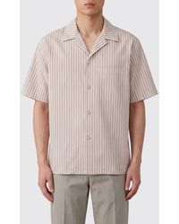Hevò - Striped Cotton Bowling Shirt With A Cuban Collar And Patch Pocket - Lyst