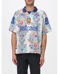 Just Cavalli - Printed Cotton Polo Shirt With Logo - Lyst