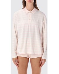 Sporty & Rich - Sporty &Amp Rich Striped Long-Sleeved Cotton Polo With Ribbed Collar - Lyst
