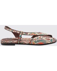 Etro - Paisley Print Twill Sandals - Lyst