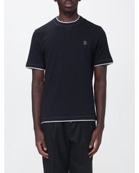 Brunello Cucinelli - Slim Fit Cotton T-Shirt With Logo And Contrast Trim - Lyst