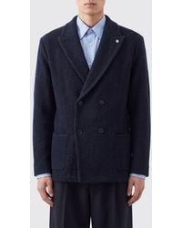 Manuel Ritz - Double-Breasted Alpaca Wool Blend Blazer With Rever Collar - Lyst