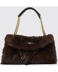 Orciani - Venus Small Faux Fur Shoulder Bag With Flap Closure - Lyst