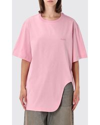 The Attico - Relaxed Fit Cotton T-Shirt With Dropped Shoulders And Side Slits - Lyst