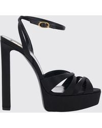 Saint Laurent - Chandelle Satin Platform Sandals With High Square Heel - Lyst