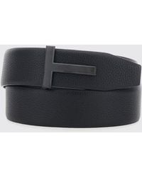 Tom Ford - Reversible Grained Leather Belt With Monogram Buckle - Lyst