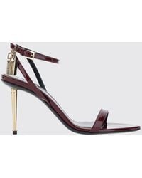 Tom Ford - Padlock Patent Leather Sandals With A Stiletto Heel And Ankle Strap - Lyst
