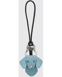 Longchamp - Dog Suede Leather Animal-Shaped Keychain With Ring - Lyst