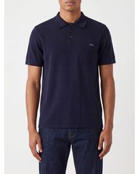 A.P.C. - Pure Virgin Wool Short-Sleeved Polo Shirt With Patch Pocket - Lyst