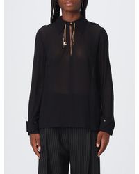 Elisabetta Franchi - Sheer Georgette Shirt With Jewel Collar - Lyst