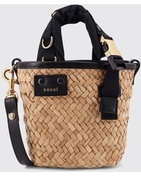 Sacai - Woven Raffia And Leather Bag - Lyst