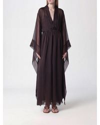 Alberta Ferretti - Long Silk Caftan With V-Neck And Wide Sleeves - Lyst