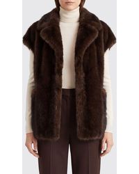 Liviana Conti - Rian Short Faux Fur Waistcoat With Lapel Collar - Lyst