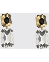 Alessandra Rich - Brass Dangle Earrings With Crystals - Lyst