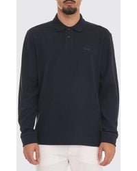 BOSS - Long-Sleeved Piqué Cotton Polo With Embroidered Logo - Lyst