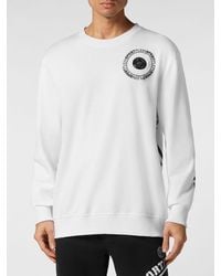 Philipp Plein - Crewneck Cotton Sweatshirt With Contrast Logo And Back Print - Lyst