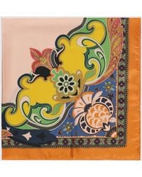 Etro - Pañuelo Cuadrado De Seda Con Estampado Paisley Y Abstracto - Lyst