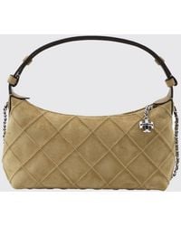 Tory Burch - Fleming Mini Suede Shoulder Bag With Double T Logo - Lyst