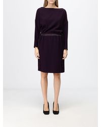 Emporio Armani - Satin Mini Sheath Dress With Long Sleeves And Drawstring Waist - Lyst