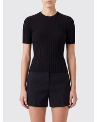 Ami Paris - Slim Fit Short-Sleeved Viscose Knit Top With Ribbed Trims - Lyst