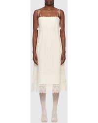 Valentino - Linen And Lace Slip Dress - Lyst