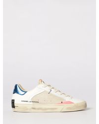 Crime London - Distressed Leather And Glitter Sneakers - Lyst